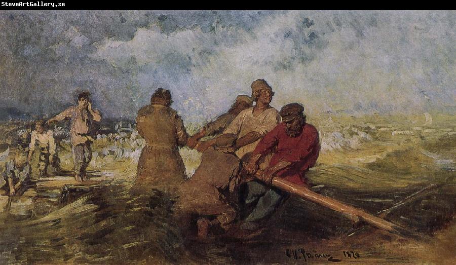 Ilia Efimovich Repin Volga River on the storm